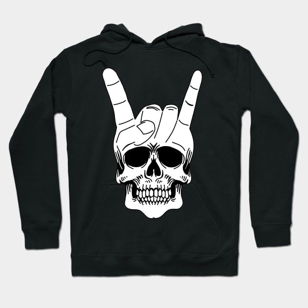 Heavy Metal Skull crystal white edition Hoodie by ro83land